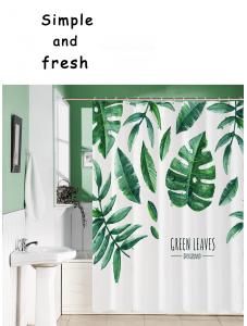 LinkHeart Fresh and simple, shower curtain, waterproof fabric, bathroom set, no drilling required, 72x72inch